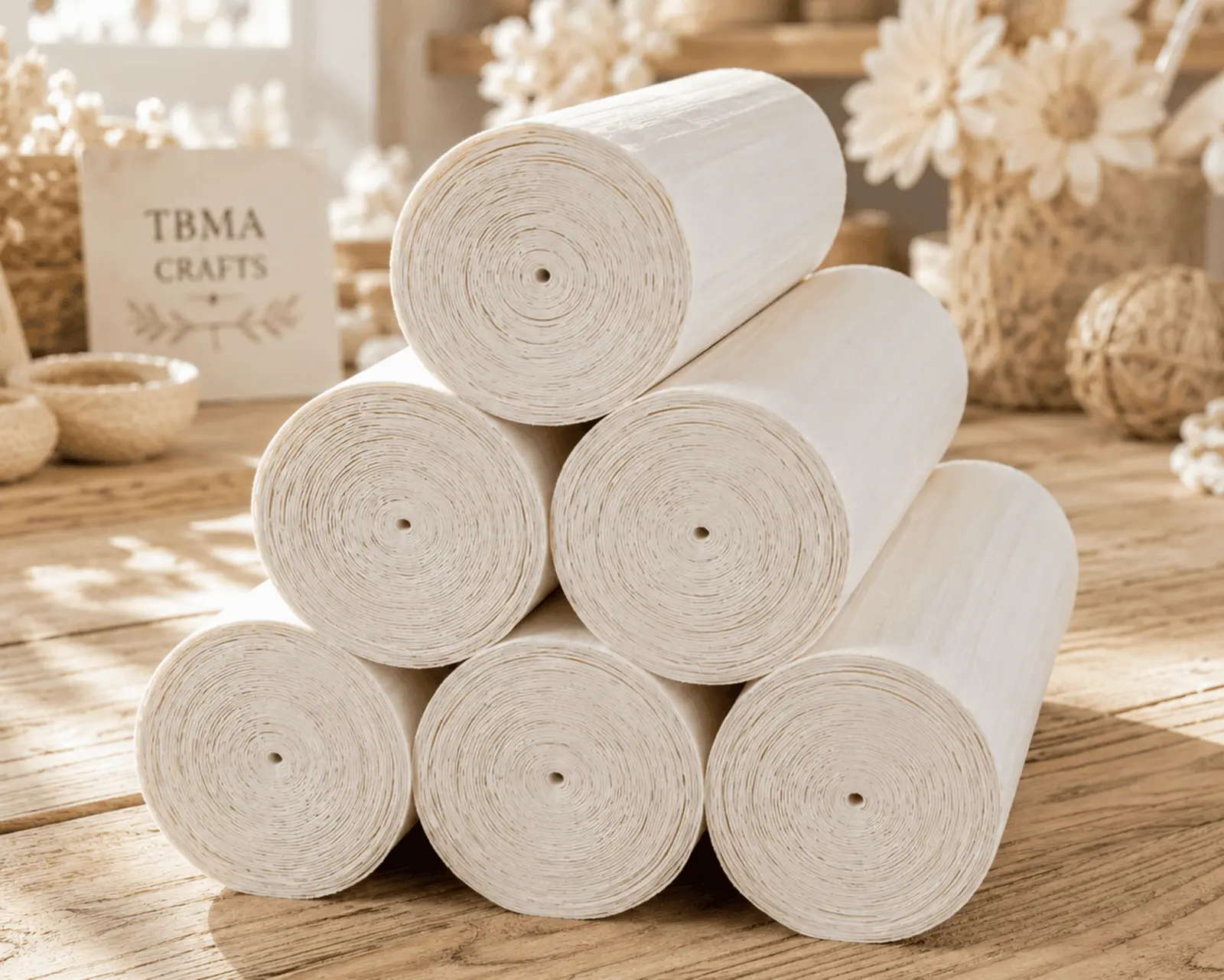 Premium Natural White Sola Wood Sheet Rolls Eco-Friendly DIY Craft & Flower Making Supplies