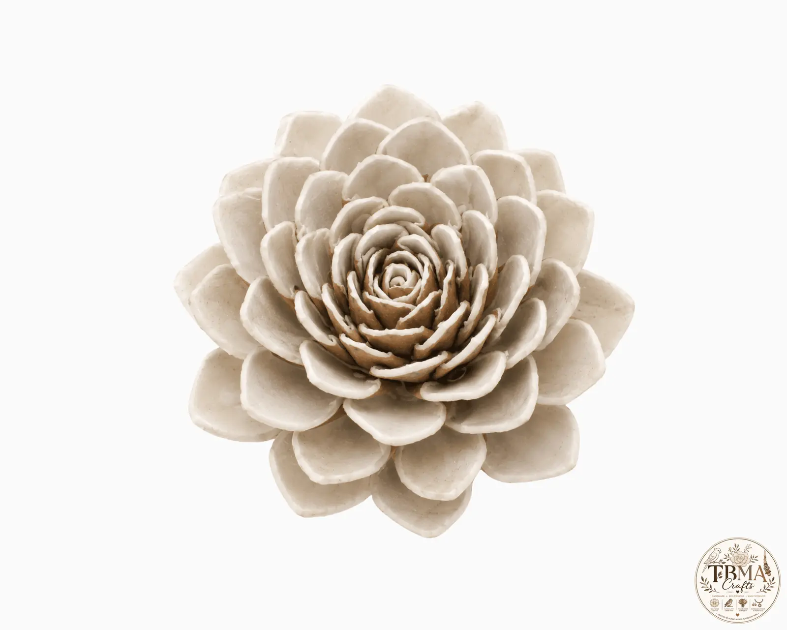 Natural White & Bark Pink Handcrafted Bark Sola Dahlia Flowers