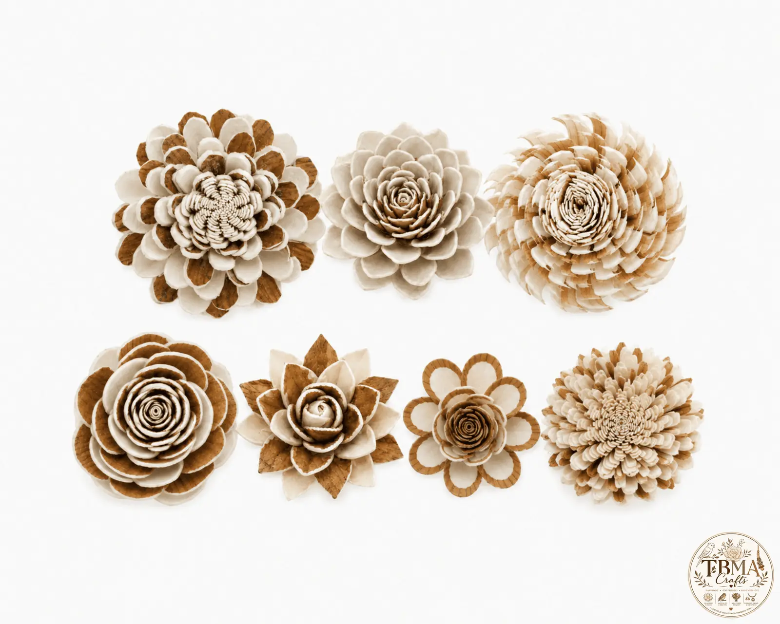 Natural White & Brown Bark Sola Wood Flowers Assortment Mix & Match Custom Value Pack