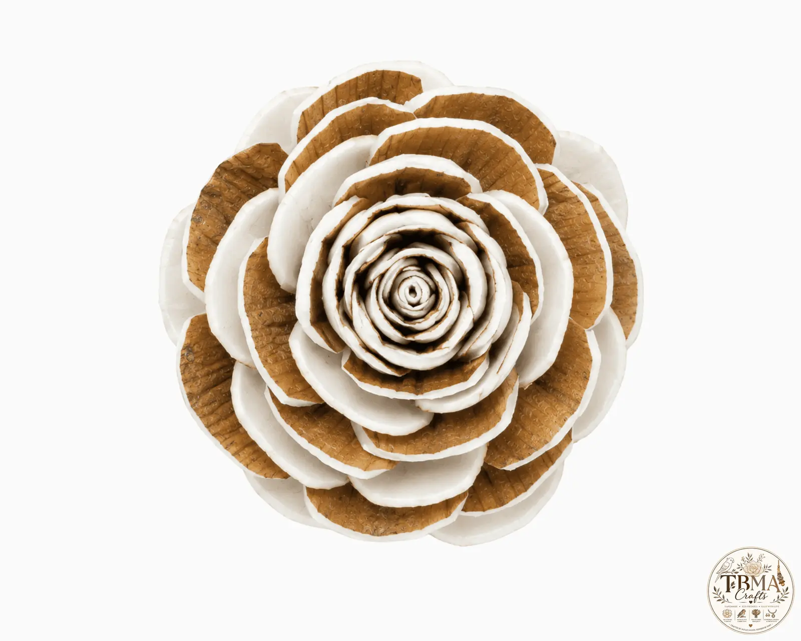 Natural White & Bark Pink Handcrafted Bark Sola Beauty Rose