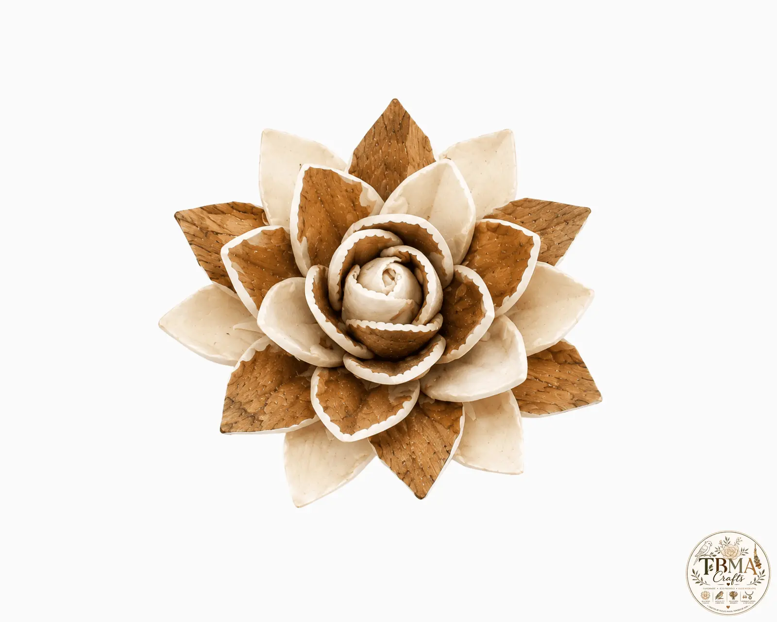 Natural White & Bark Pink Handcrafted Bark Sola Zebra Dahlia Flowers