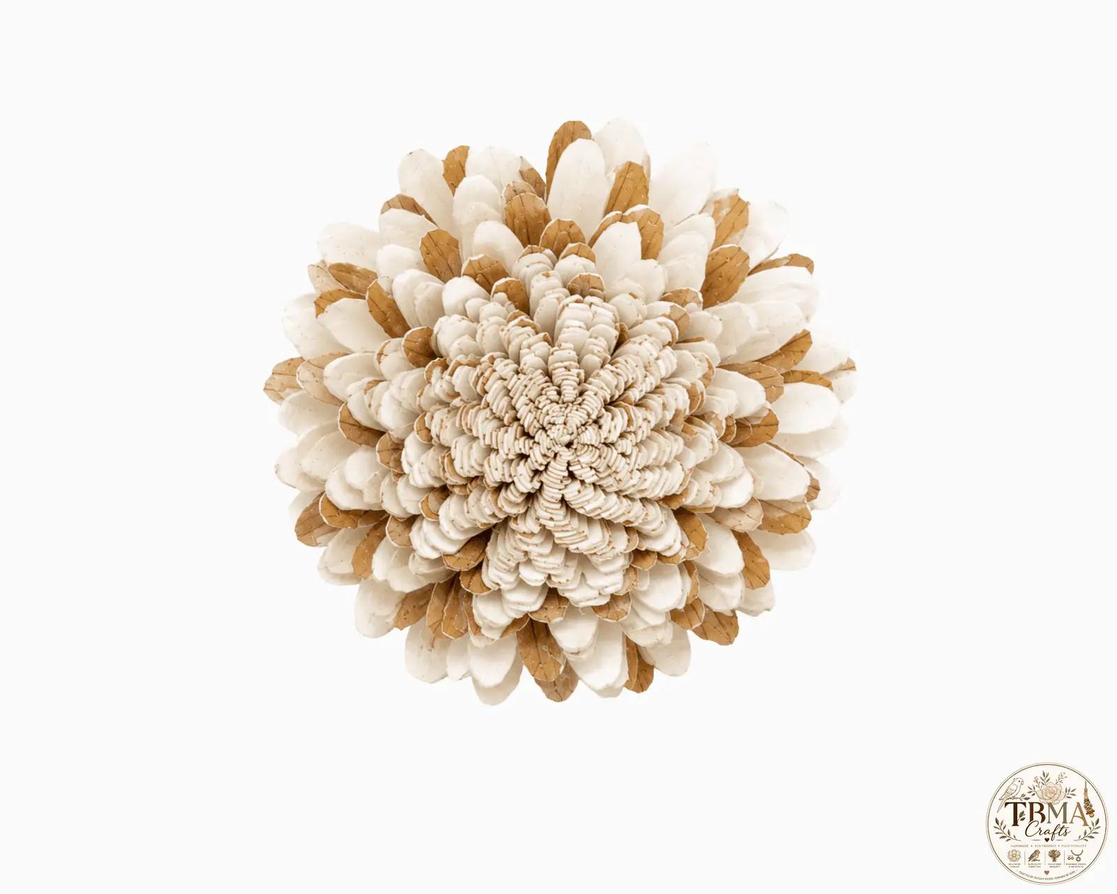 Natural White & Bark Pink Handcrafted Bark Sola Wood Zinnia Flowers