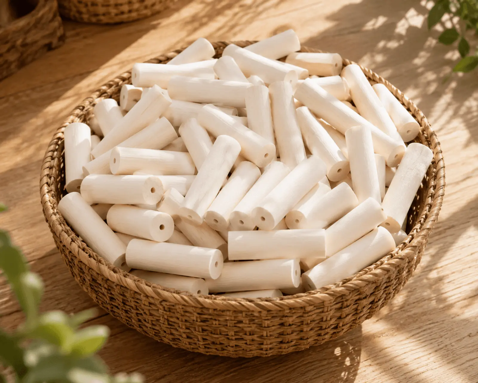 Natural White Sola Wood Sticks Bark Free Eco-Friendly, Soft & Chewable Pet Toy Parts