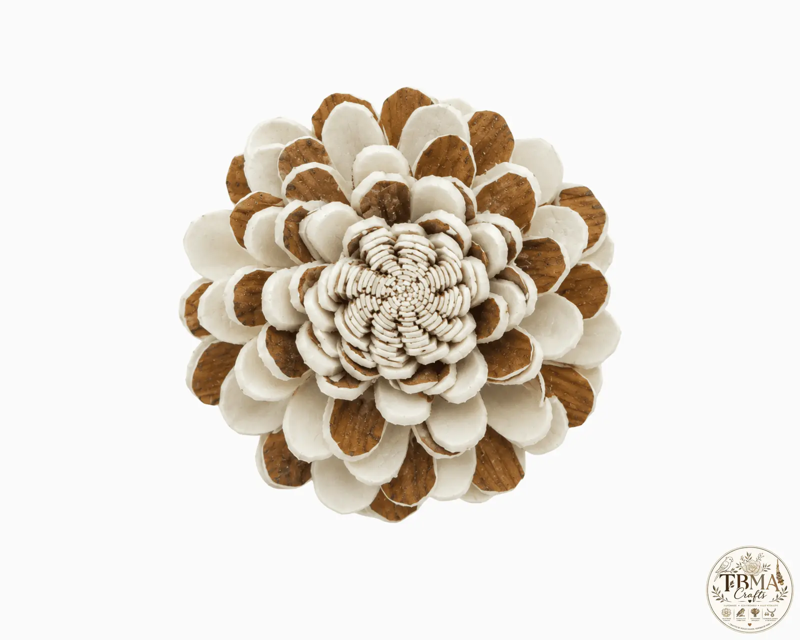 Natural White & Bark Pink Handcrafted Bark Sola Bally Flowers