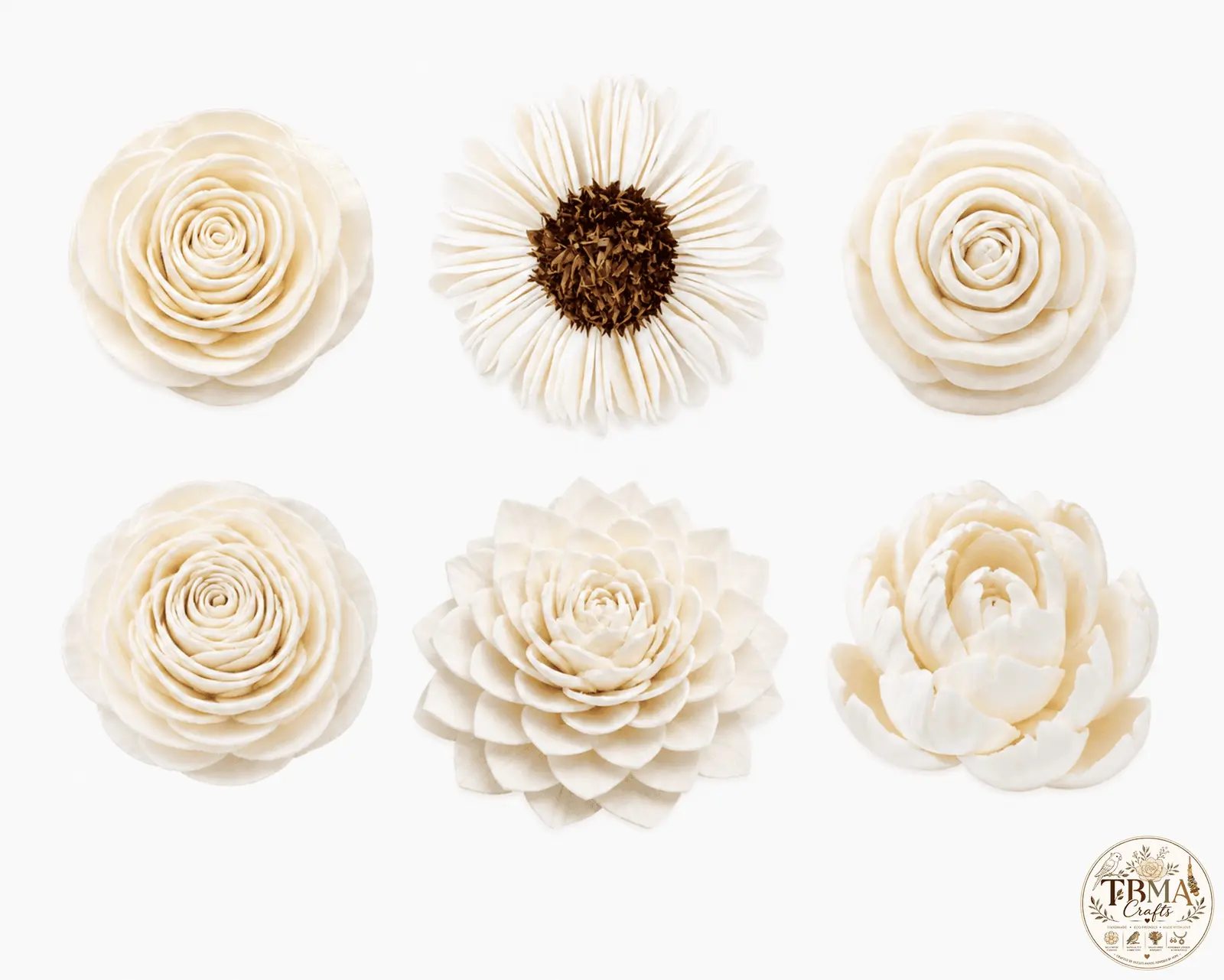 Natural White Sola Wood Flowers Assortment 1 (Without Bark) Premium Mix & Match Value Pack